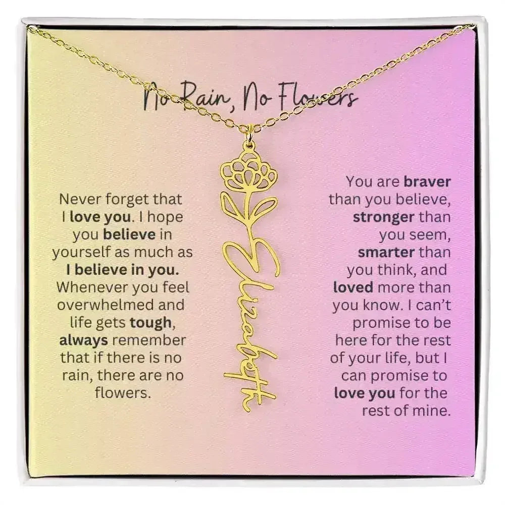 No Rain - No Flowers I Birth Necklace I Name Necklace I Pink - Femstylo