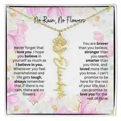 Birth Flower Necklace With Name I No Rain - No Flowers | Special Gift for Granddaughter - Femstylo