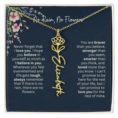 Birth Flower Necklace With Name I No Rain - No Flowers | Unique Jewelry for Daughter from Dad - Femstylo