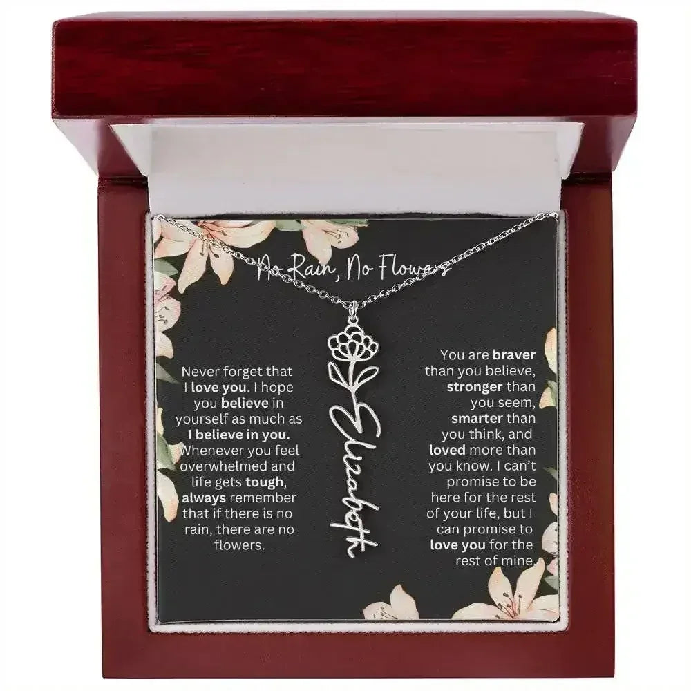 To My Beautiful Daughter Necklace I Birth Flower Necklace With Name I No Rain - No Flowers - Femstylo