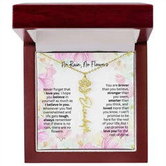 Birth Flower Necklace With Name I No Rain - No Flowers | Special Gift for Granddaughter - Femstylo