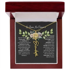 Birth Flower Necklace With Name I No Rain - No Flowers | Elegant Gift for Daughter - Femstylo