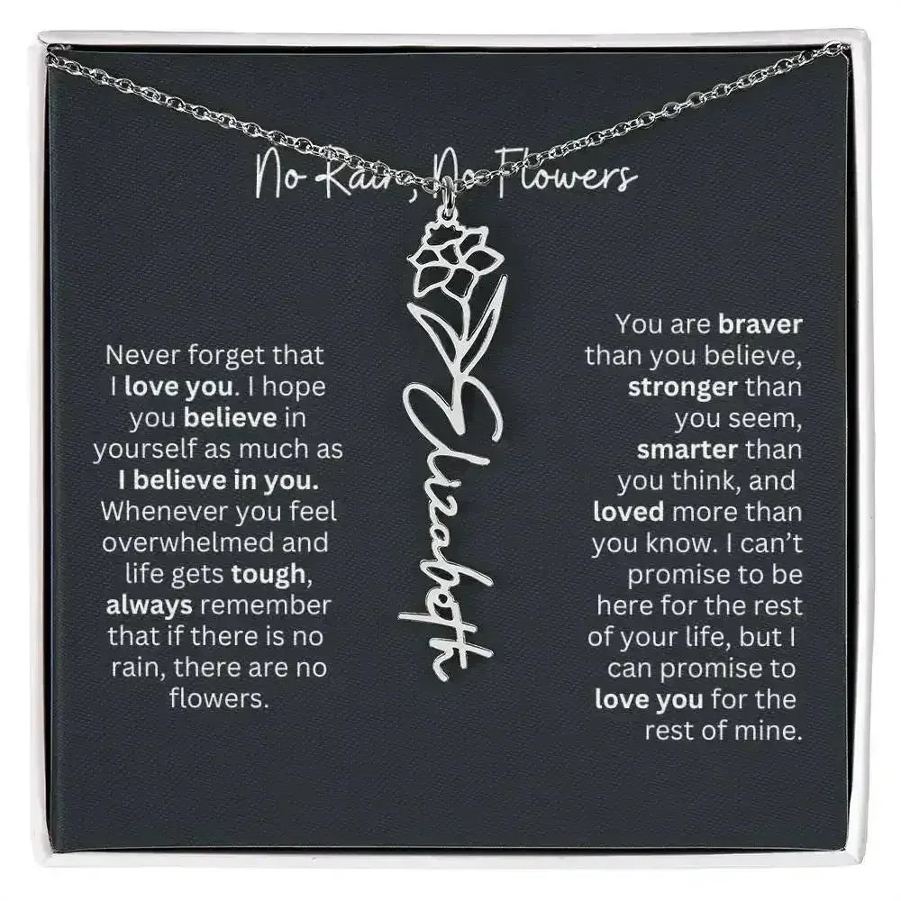 No Rain - No Flowers I Birth Necklace I Name Necklace - Femstylo