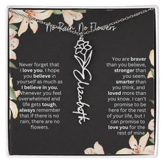 Birth Flower Necklace With Name I No Rain - No Flowers - Femstylo