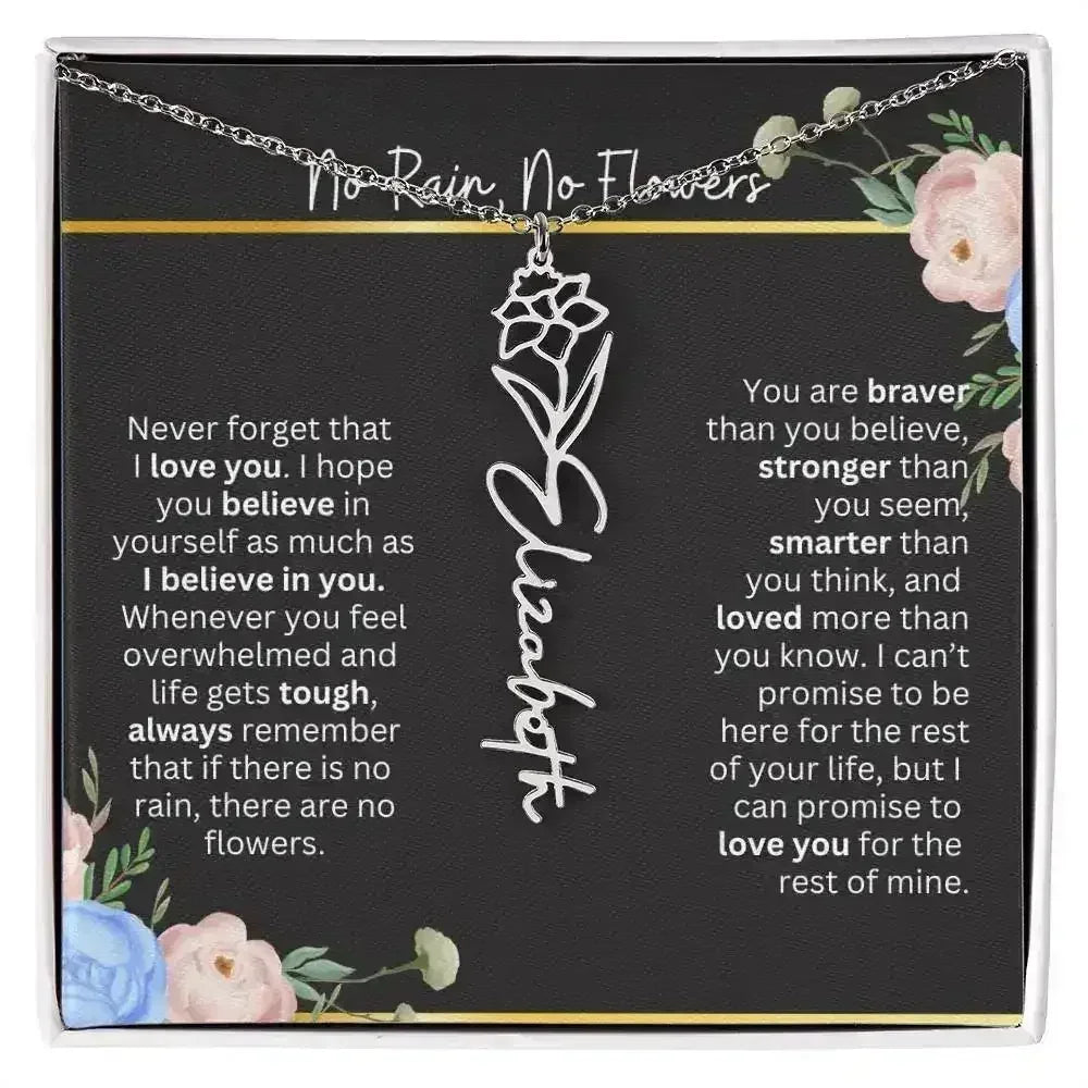 Inspirational No Rain No Flowers Necklace - Femstylo
