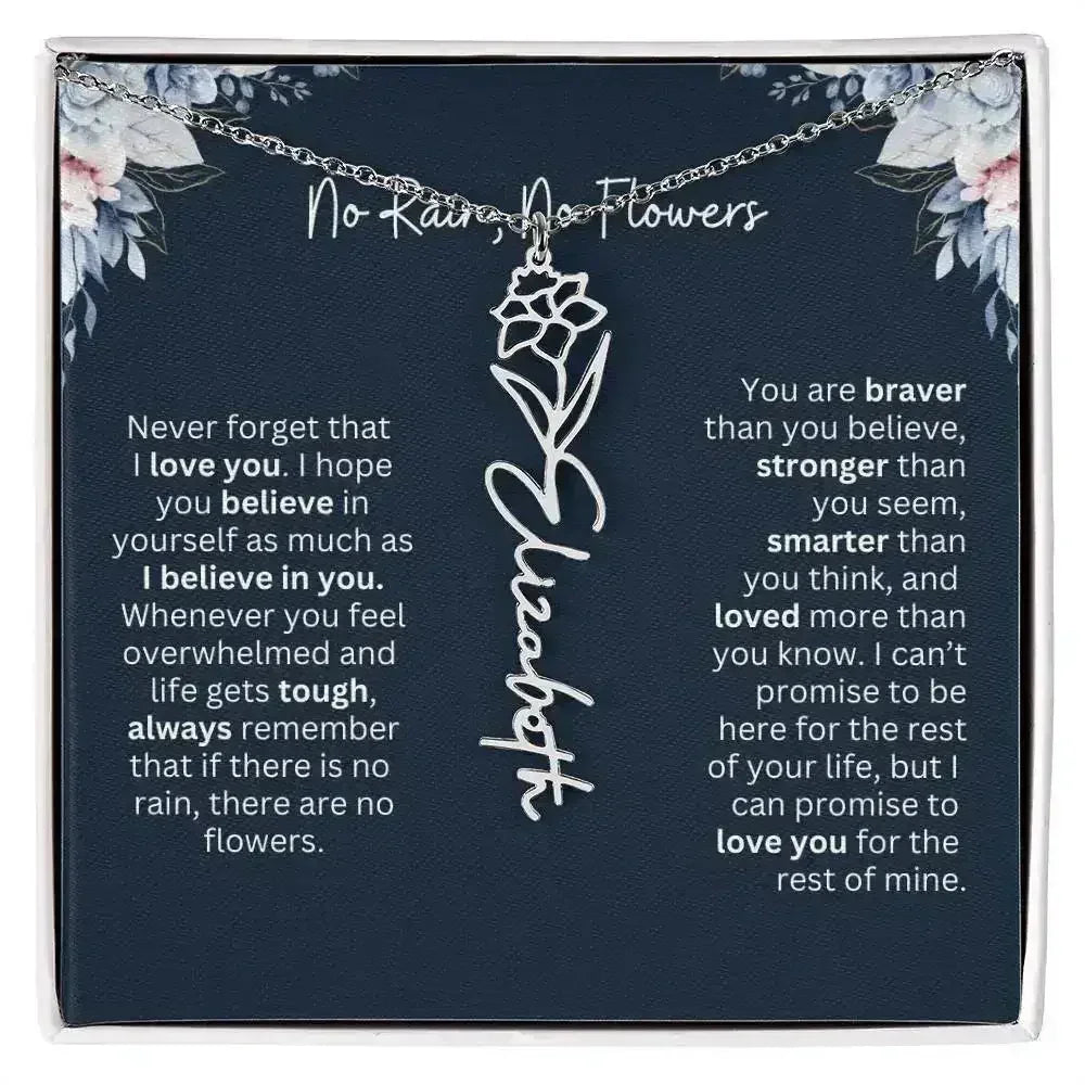 No Rain - No Flowers | Birth Necklace | Name Necklace | Special Gift from Dad to Daughter - Femstylo