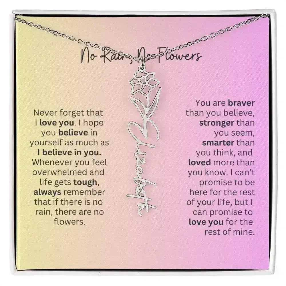 No Rain - No Flowers I Birth Necklace I Name Necklace I Pink - Femstylo