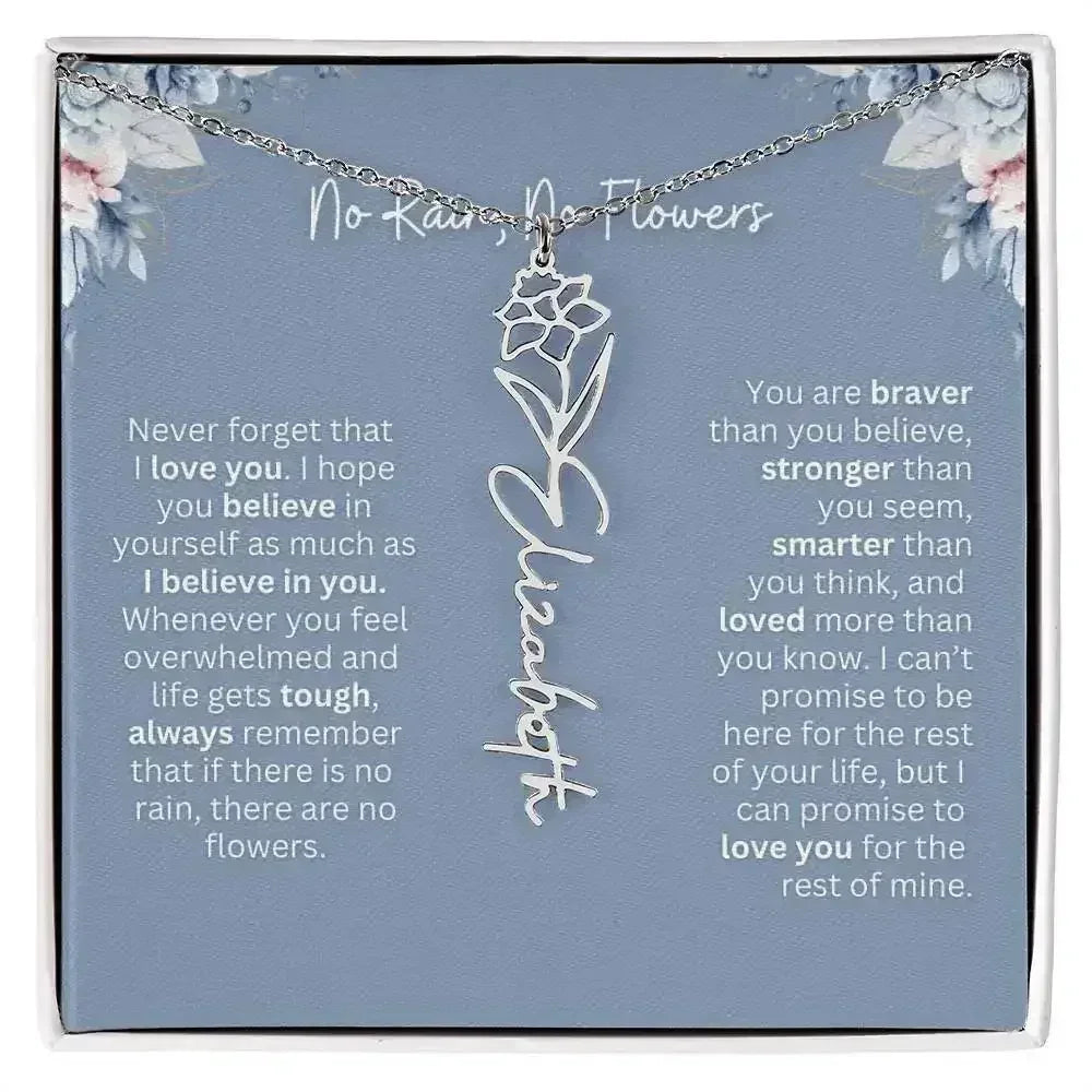 No Rain - No Flowers | Birth Necklace | Name Necklace | Custom Gift from Dad to Daughter and Bonus Daughter - Femstylo