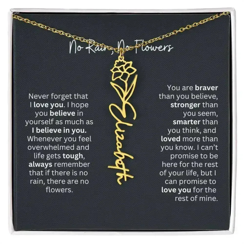 No Rain - No Flowers I Birth Necklace I Name Necklace - Femstylo