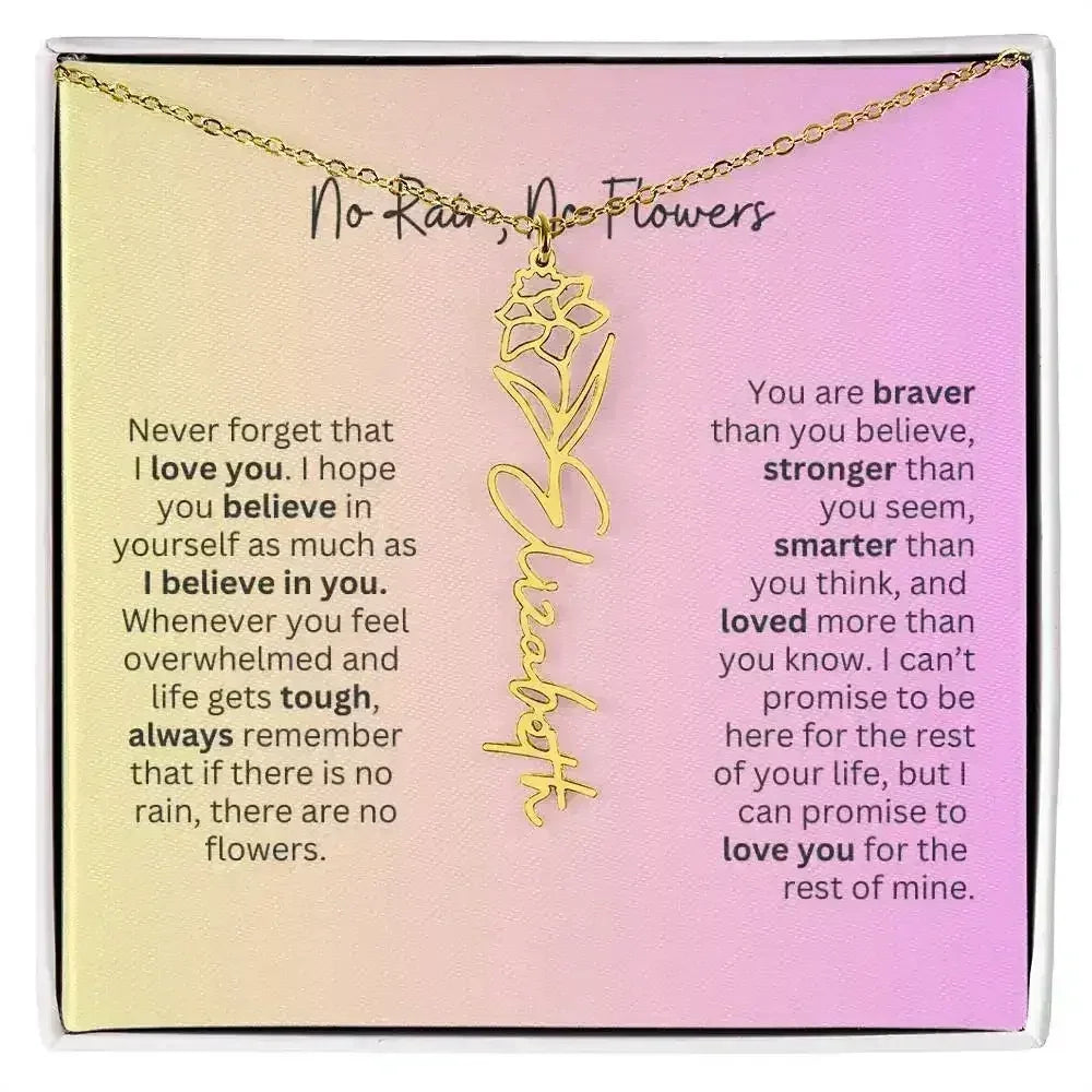 No Rain - No Flowers I Birth Necklace I Name Necklace I Pink - Femstylo