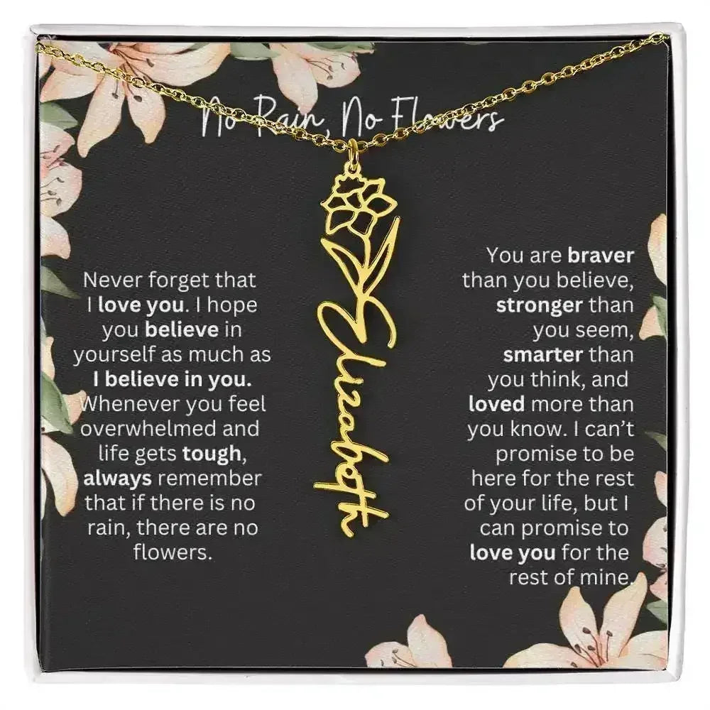 To My Daughter I Birth Flower Necklace With Name I No Rain - No Flowers - Femstylo