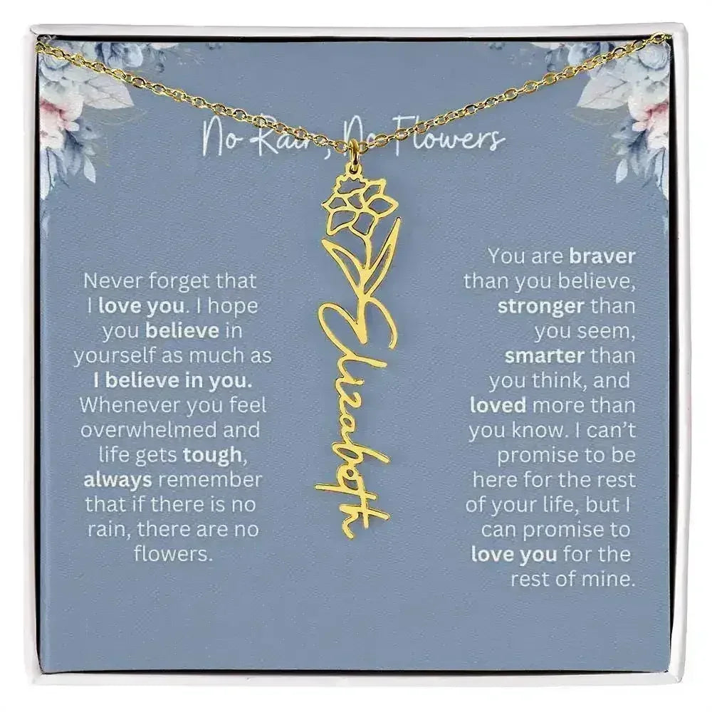 No Rain - No Flowers | Birth Necklace | Name Necklace | Custom Gift from Dad to Daughter and Bonus Daughter - Femstylo
