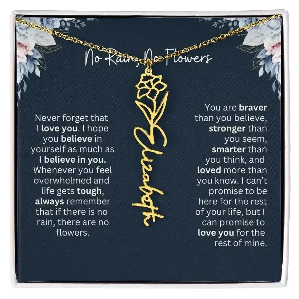 No Rain - No Flowers | Birth Necklace | Name Necklace | Special Gift from Dad to Daughter - Femstylo