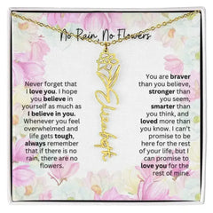 Birth Flower Necklace With Name I No Rain - No Flowers | Special Gift for Granddaughter - Femstylo