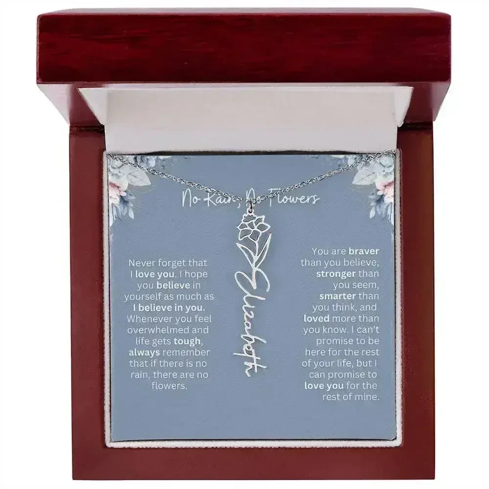 No Rain - No Flowers | Birth Necklace | Name Necklace | Custom Gift from Dad to Daughter and Bonus Daughter - Femstylo