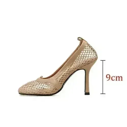 Hot Sales Square Toe Thin High Heels Women Sandals Slip On Chain - Femstylo