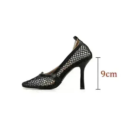 Hot Sales Square Toe Thin High Heels Women Sandals Slip On Chain - Femstylo