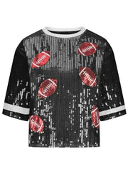 Sequin Football Top - Sparkling Half-Sleeve Blouse | Femstylo - Femstylo
