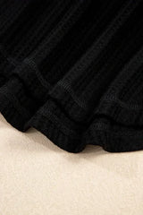 White Waffle Texture V Neck Drop Shoulder Loose Tee - Femstylo