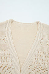 Smoke Gray Solid Color Hollow Knit Cardigan