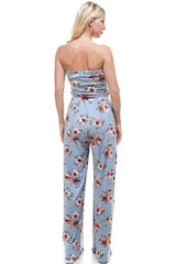 Women Floral Strapless Jumpsuit - Femstylo