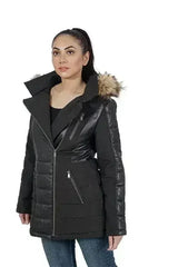 Bella Faux Fur Black Hooded Jacket - Femstylo