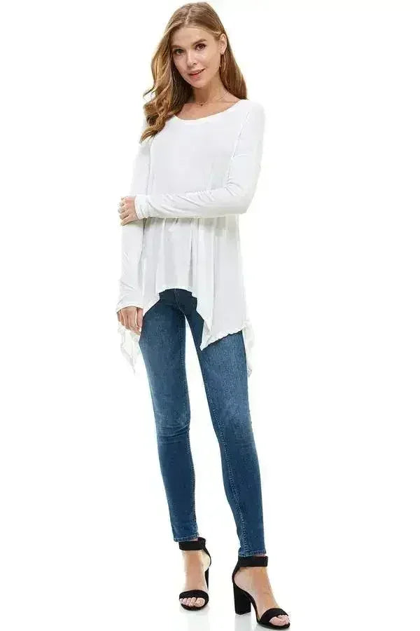 Women's Long-Sleeve Asymmetrical Hem Top - Femstylo