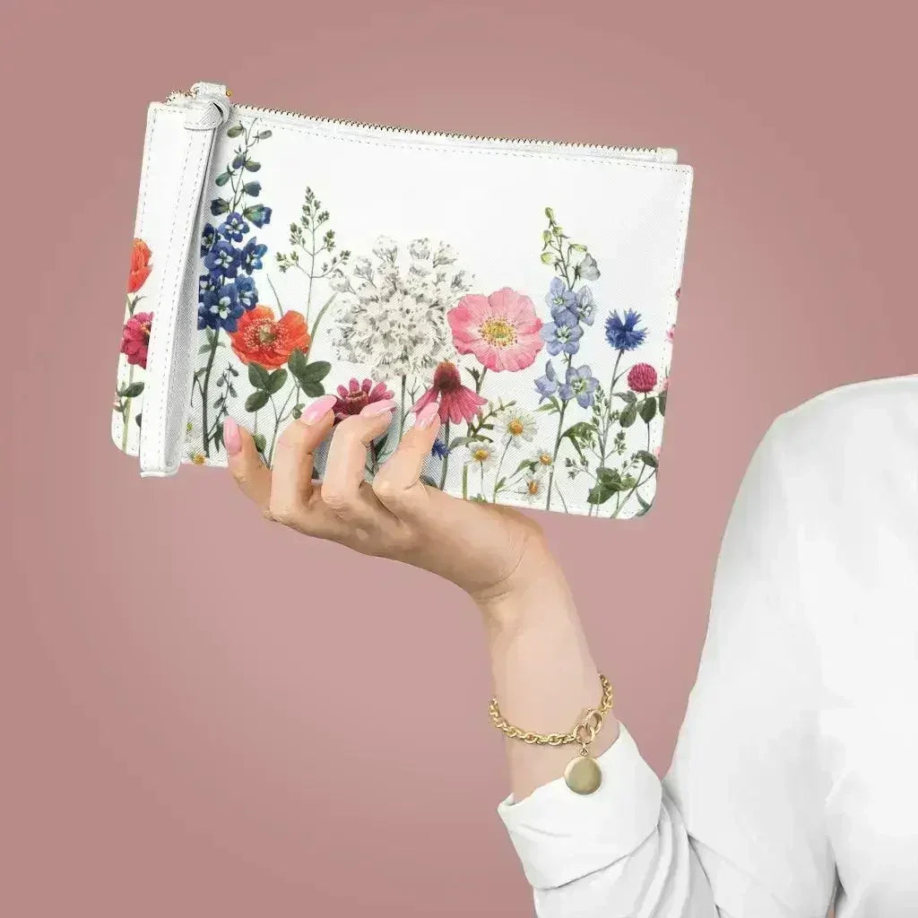 Floral Designed Zipped Clutch Bag - Femstylo
