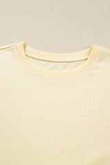 Beige Double Tiered Ruffle Hem Long Sleeve Loose Mini Dress