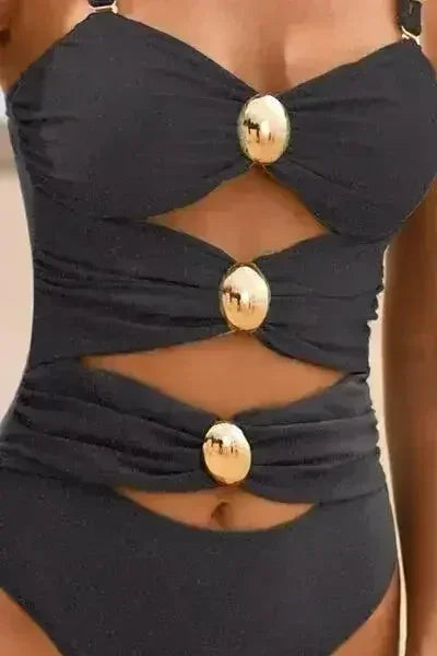 Cutout Ruched Sweetheart Neck One-Piece Swimwear - Femstylo