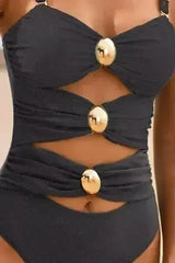 Cutout Ruched Sweetheart Neck One-Piece Swimwear - Femstylo