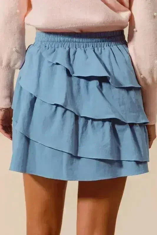 SO ME Asymmetrical Ruffled Game Day Skirt - Femstylo