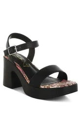 Kolata Faux Leather Pin Buckle Platform Heels - Femstylo