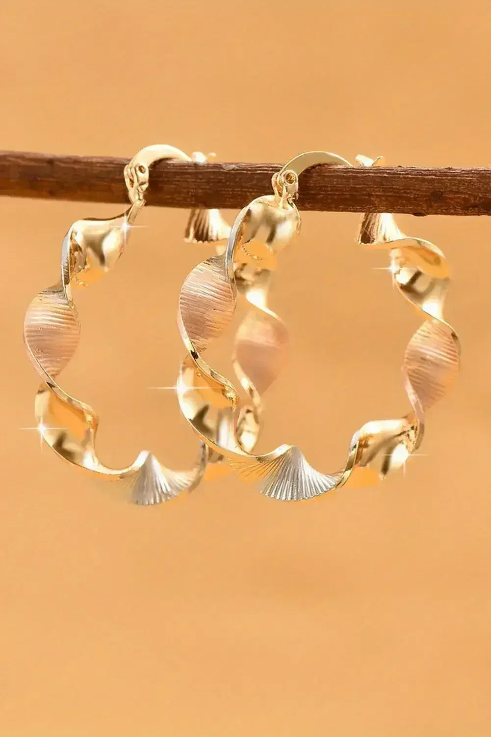 Gold Twisted Round Hoop Earrings - Femstylo