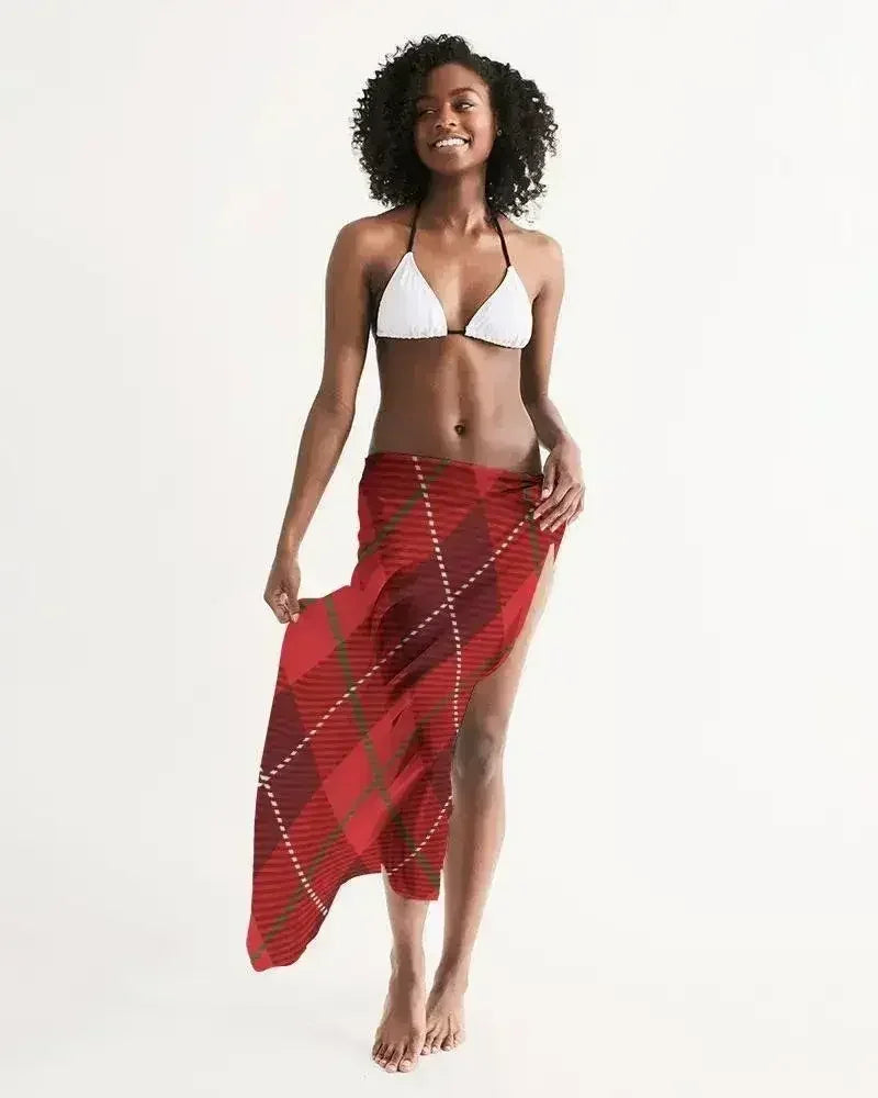 Sheer Plaid Red Swimsuit Cover Up - Femstylo