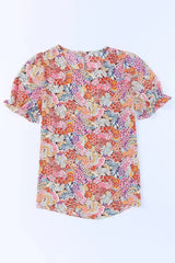 Floral Bubble Sleeve Blouse - Multicolor Print Top | Femstylo - Femstylo