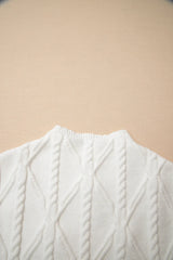 White Pearl High Neck Textured Knit Sweater Vest