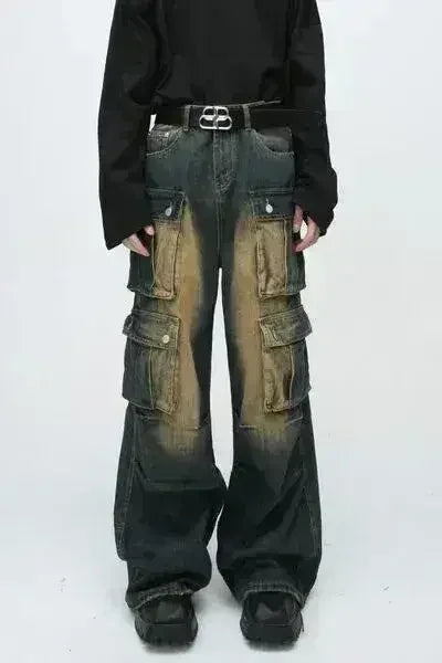 High Waist Jeans with Cargo Pockets - Femstylo