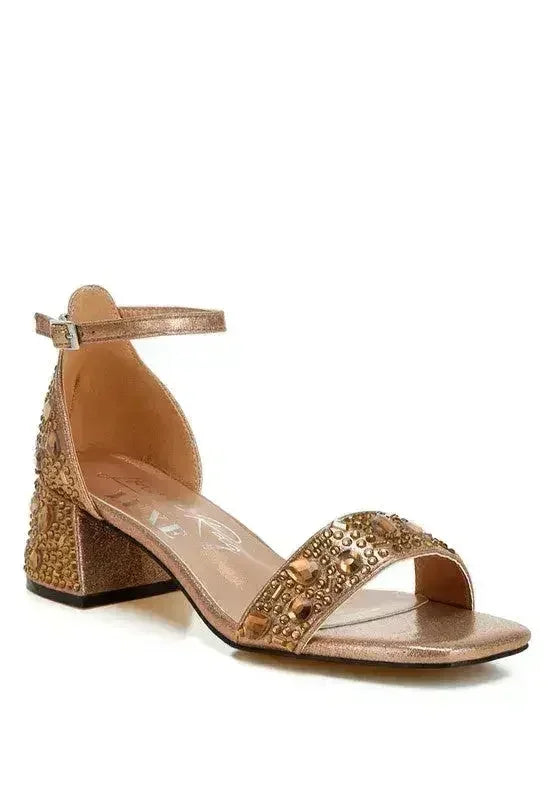 Nocturnal Rhinestone Embellished Shimmer Sandals - Femstylo
