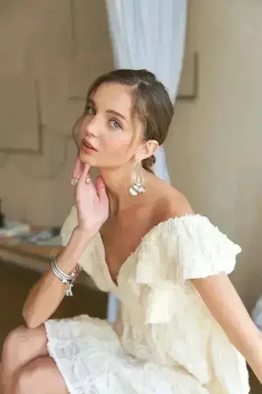 ADORA Tie Back V-Neck Ruffle Sleeve Dress - Femstylo