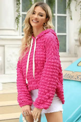 Rose Bubble Textured Waffle Hoodie - Femstylo