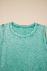 Beau Blue Mineral Wash Pocket Tank Mini Dress - Femstylo