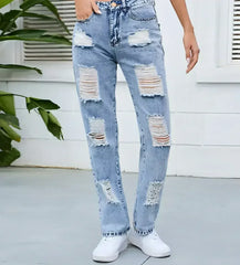 DenimDare™ – Washed Ripped Slim Jeans - Femstylo