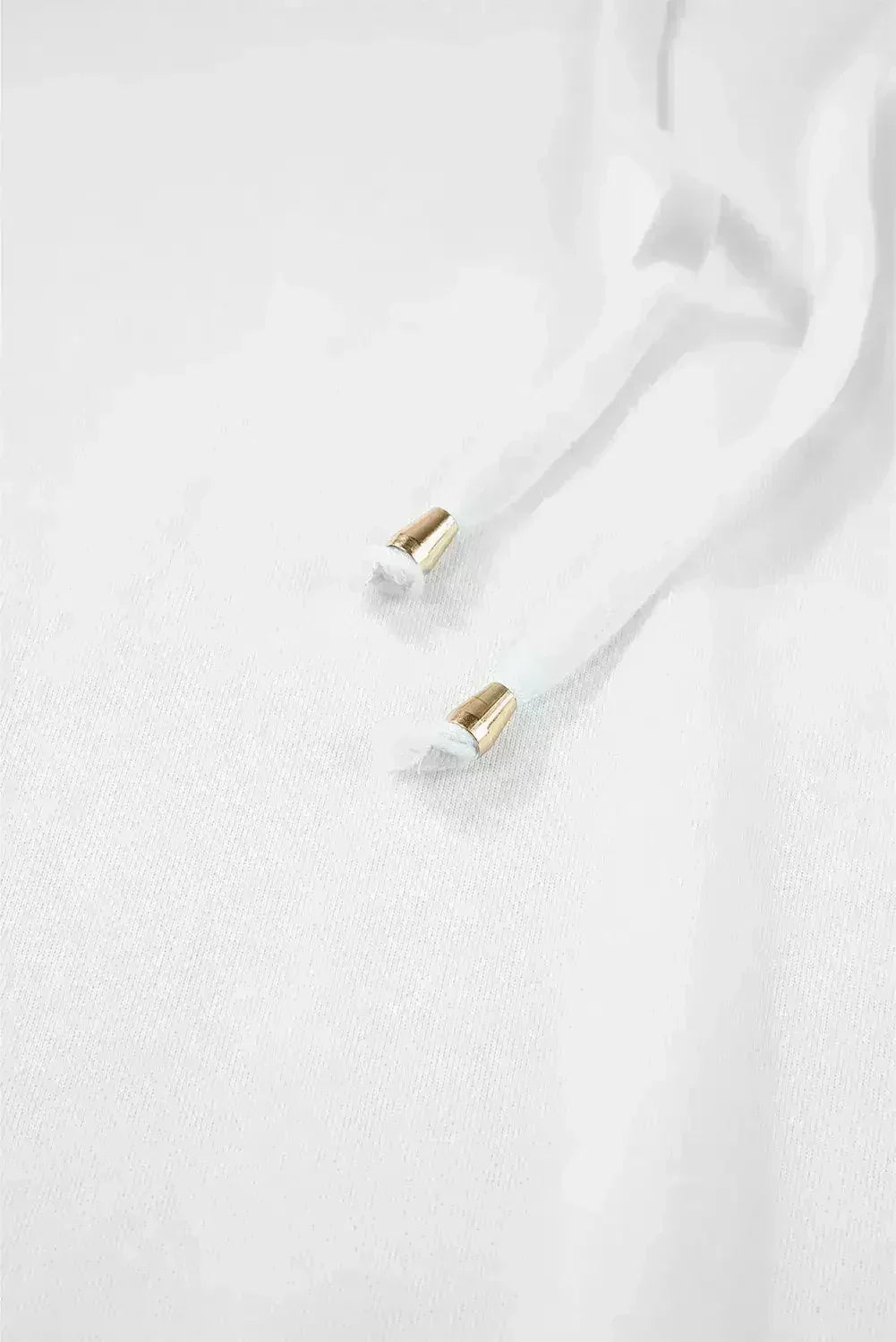 White Lace Patchwork Sleeve Drawstring Hoodie - Femstylo