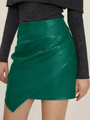 Ruched Mini Skirt with Zipper - Femstylo