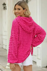 Rose Bubble Textured Waffle Hoodie - Femstylo