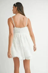 MABLE Eyelet Lace Babydoll Mini Cami Dress - Femstylo