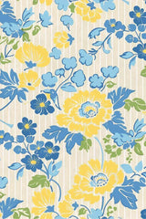 Blue Floral Print Striped Trim Puff Sleeve Mini Dress - Femstylo