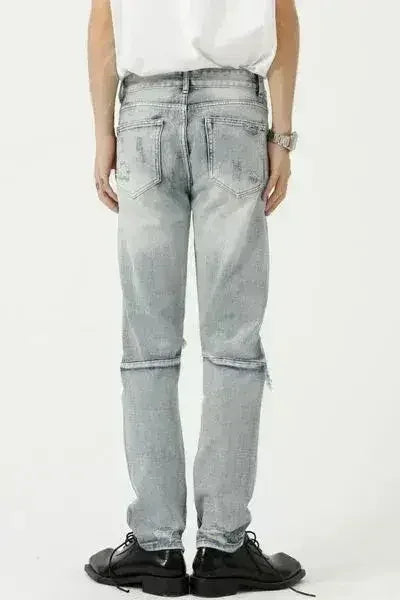 Distressed Side Zip Jeans with Pockets - Femstylo