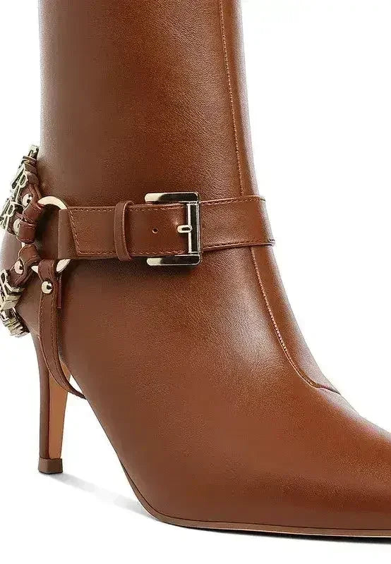 Buckle Harness Stiletto Boots - 3" Heel | Femstylo - Femstylo